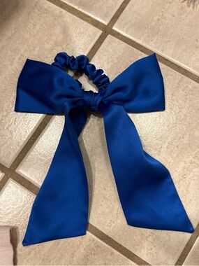 Satin Bow Scrunchie Hair Tie in Royal Blue